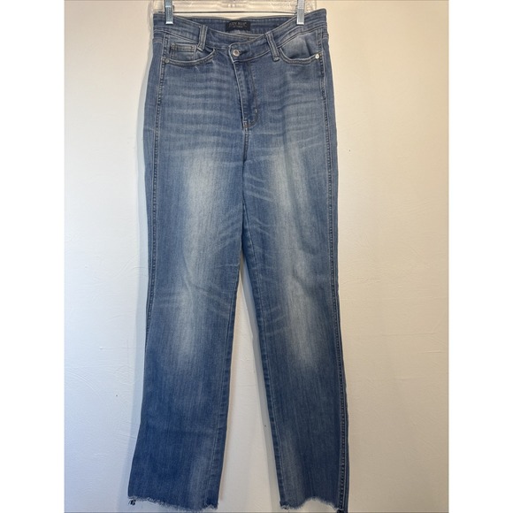 Judy Blue Denim - Judy Blue Women's High-Waist Double Button Wide-Leg Denim Jeans Size 7/28